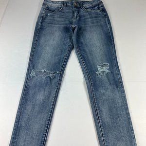 American Eagle Jeans Women's 4 Regular High Rise Jegging Blue Distressed Denim